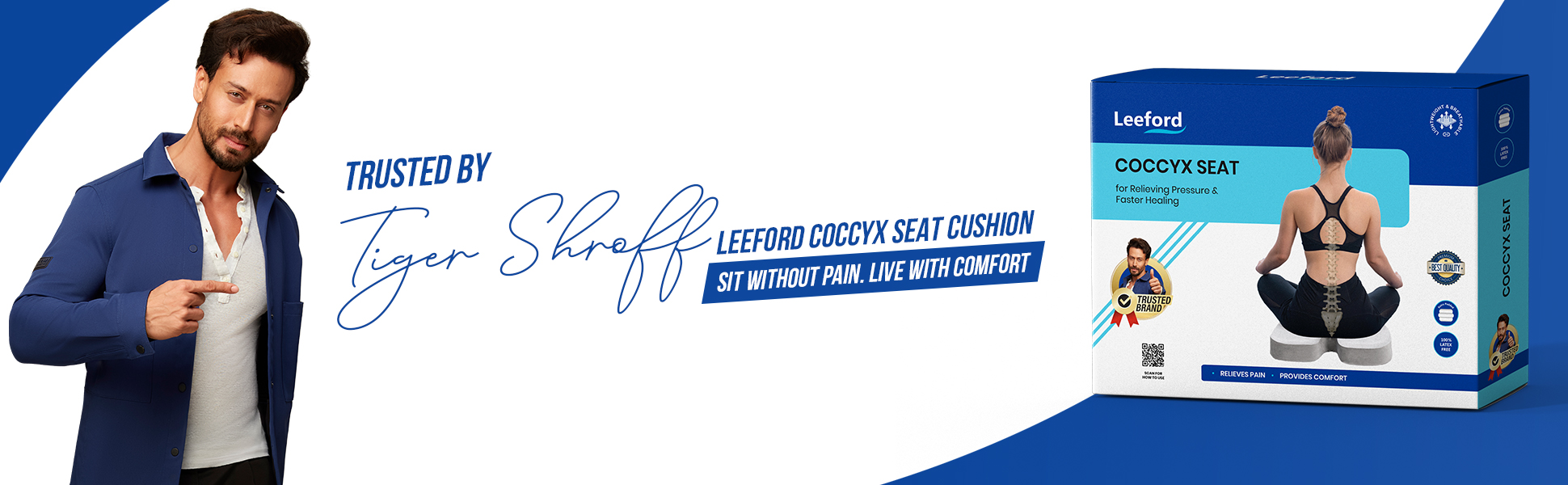 Leeford coccyx seat cushion provides back stability n trusted by tiger shroff
