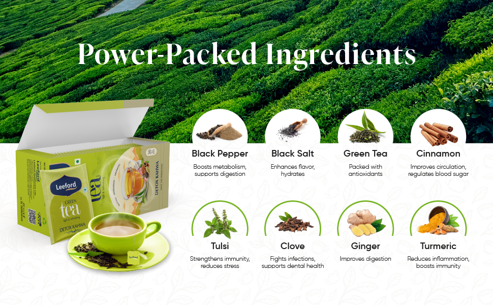 Leeford Green Tea Detox Kahwa ingredients