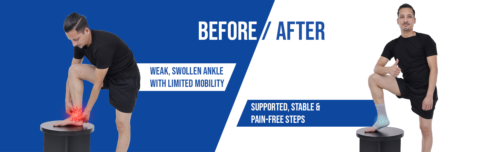 ankle support before use n after use comparison